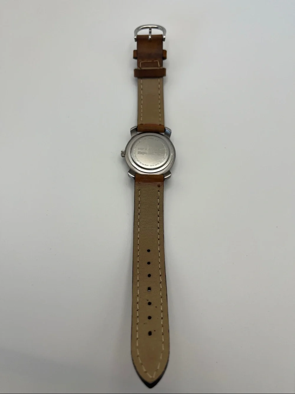 Swiss Army Stainless Steel Watch with Tan Leather Strap